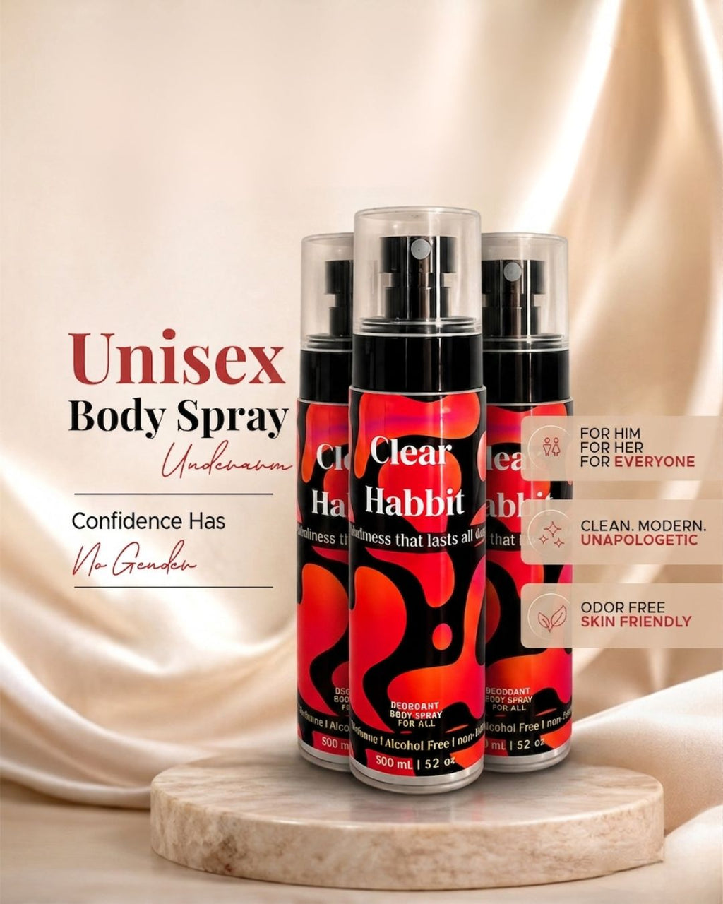 Pack of 3 - 100 ML Clear Habbit Spray – Long Lasting Freshness