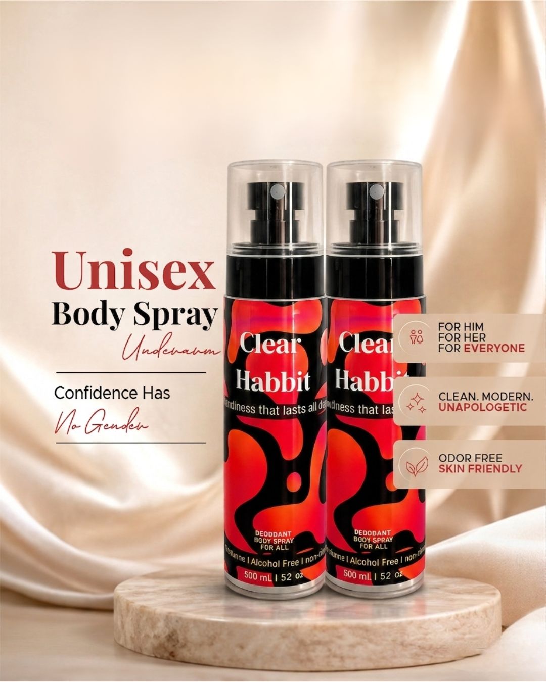 Pack of 2 - 100 ML Clear Habbit Spray – Long Lasting Freshness